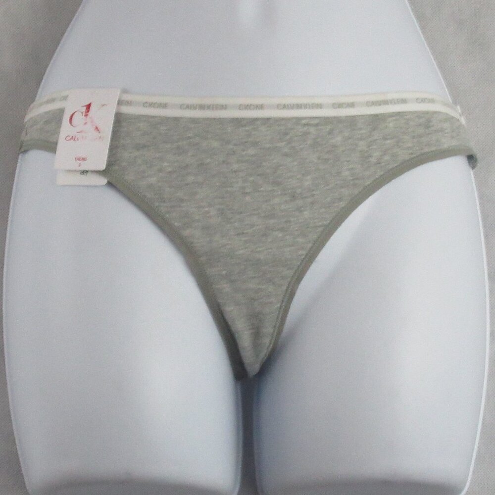 Calvin Klein CK One Women's Cotton Thong Panty Underwear, Gray Heather, Small